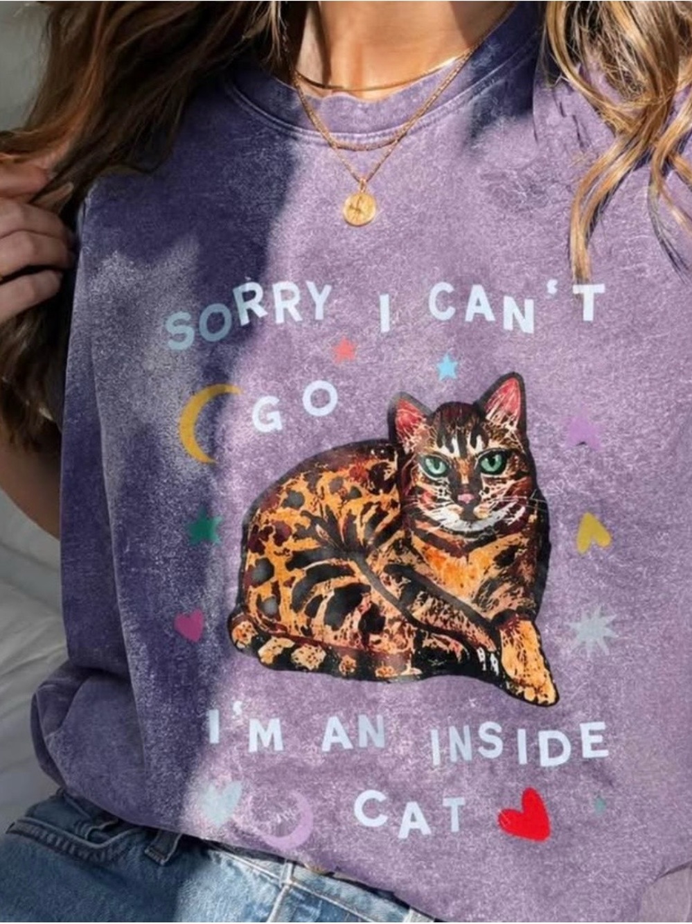Purple Vintage Wash Cat Graphicuu Tee – Funny Introvert Large Shirt- NEW